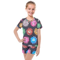Background Colorful Abstract Kids  Mesh Tee and Shorts Set