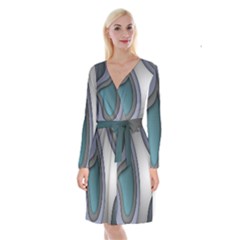 Abstract Background Abstraction Long Sleeve Velvet Front Wrap Dress
