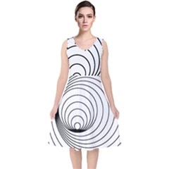 Spiral Eddy Route Symbol Bent V-neck Midi Sleeveless Dress 