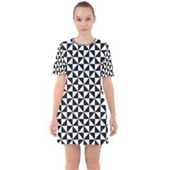 Triangle Pattern Simple Triangular Sixties Short Sleeve Mini Dress by Nexatart