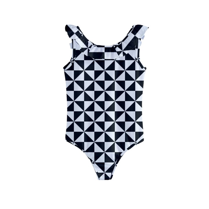 Triangle Pattern Simple Triangular Kids  Frill Swimsuit