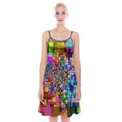 Abstract Squares Arrangement Spaghetti Strap Velvet Dress by Nexatart