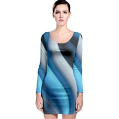 Abstract Pattern Lines Wave Long Sleeve Bodycon Dress