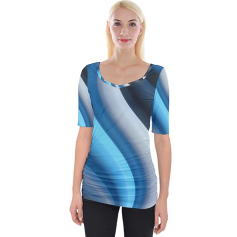 Abstract Pattern Lines Wave Wide Neckline Tee by Nexatart
