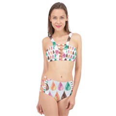 Background Colorful Abstract Cage Up Bikini Set