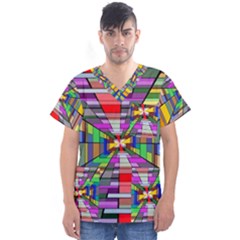 Art Vanishing Point Vortex 3d Men s V-neck Scrub Top