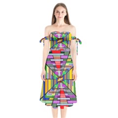 Art Vanishing Point Vortex 3d Shoulder Tie Bardot Midi Dress