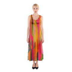 Background Abstract Colorful Sleeveless Maxi Dress