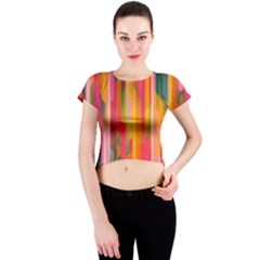 Background Abstract Colorful Crew Neck Crop Top
