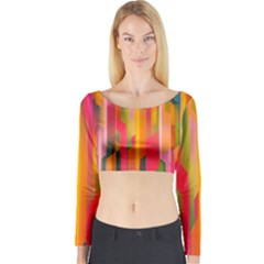 Background Abstract Colorful Long Sleeve Crop Top