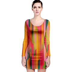Background Abstract Colorful Long Sleeve Bodycon Dress