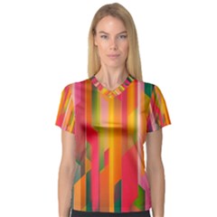 Background Abstract Colorful V-Neck Sport Mesh Tee