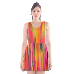 Background Abstract Colorful Scoop Neck Skater Dress