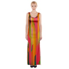 Background Abstract Colorful Maxi Thigh Split Dress