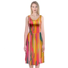 Background Abstract Colorful Midi Sleeveless Dress