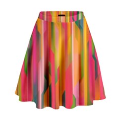 Background Abstract Colorful High Waist Skirt