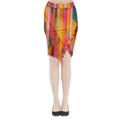 Background Abstract Colorful Midi Wrap Pencil Skirt