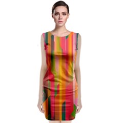 Background Abstract Colorful Sleeveless Velvet Midi Dress