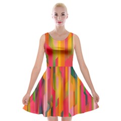 Background Abstract Colorful Velvet Skater Dress