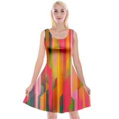 Background Abstract Colorful Reversible Velvet Sleeveless Dress