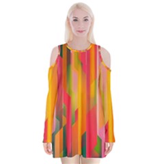 Background Abstract Colorful Velvet Long Sleeve Shoulder Cutout Dress by Nexatart