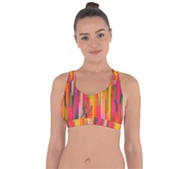 Background Abstract Colorful Cross String Back Sports Bra