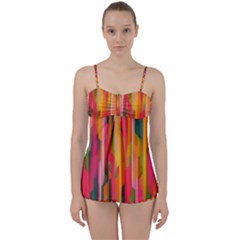 Background Abstract Colorful Babydoll Tankini Set