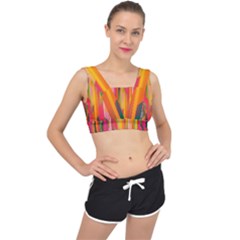 Background Abstract Colorful V-Back Sports Bra