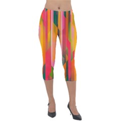 Background Abstract Colorful Lightweight Velour Capri Leggings 