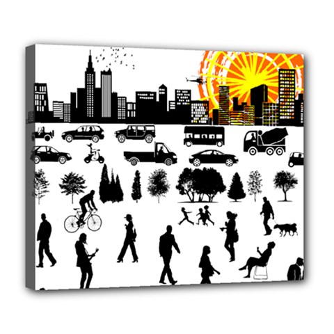 Good Morning, City Deluxe Canvas 24  X 20   by FunnyCow