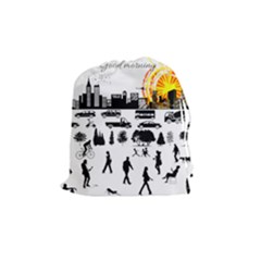 Good Morning, City Drawstring Pouches (medium)  by FunnyCow