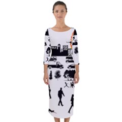 Good Morning, City Quarter Sleeve Midi Bodycon Dress by FunnyCow