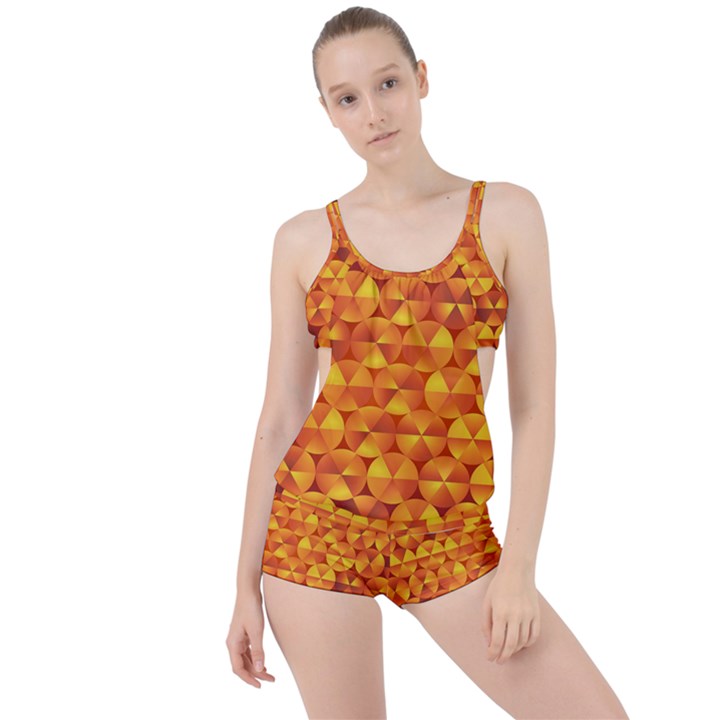 Background Triangle Circle Abstract Boyleg Tankini Set 