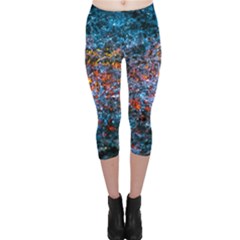 Water Color Orange Capri Leggings 