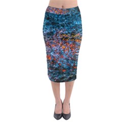 Water Color Orange Midi Pencil Skirt