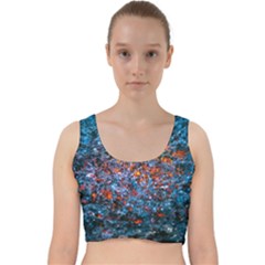 Water Color Orange Velvet Racer Back Crop Top