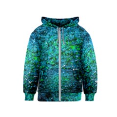 Water Color Green Kids  Zipper Hoodie by FunnyCow