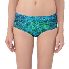 Water Color Green Mid-waist Bikini Bottoms by FunnyCow