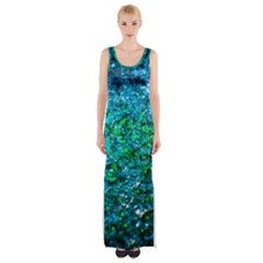 Water Color Green Maxi Thigh Split Dress by FunnyCow