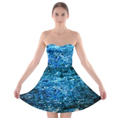 Water Color Blue Strapless Bra Top Dress