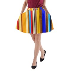 Colorful Stripes A-line Pocket Skirt by FunnyCow