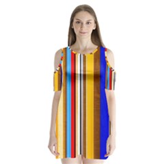 Colorful Stripes Shoulder Cutout Velvet One Piece by FunnyCow