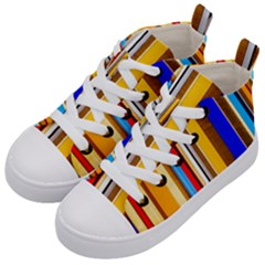 Colorful Stripes Kid s Mid-top Canvas Sneakers by FunnyCow