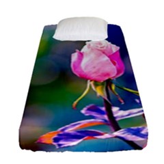 Pink Rose Flower Fitted Sheet (single Size) by FunnyCow