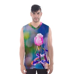 Pink Rose Flower Men s Basketball Tank Top by FunnyCow