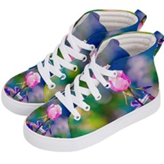 Pink Rose Flower Kid s Hi-top Skate Sneakers by FunnyCow