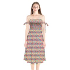 Background Abstract Colorful Shoulder Tie Bardot Midi Dress