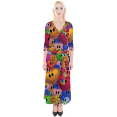 Heart Love Smile Smilie Quarter Sleeve Wrap Maxi Dress