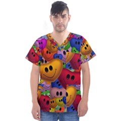 Heart Love Smile Smilie Men s V-neck Scrub Top