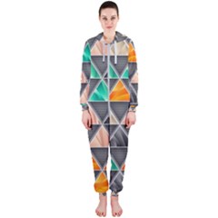 Abstract Geometric Triangle Shape Hooded Jumpsuit (ladies)  by Nexatart